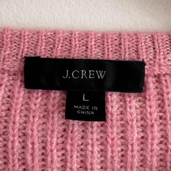 J. Crew | Wool Alpaca Baby Pink Puff Sleeve Cardigan Sweater ~ Large - Picture 9 of 11